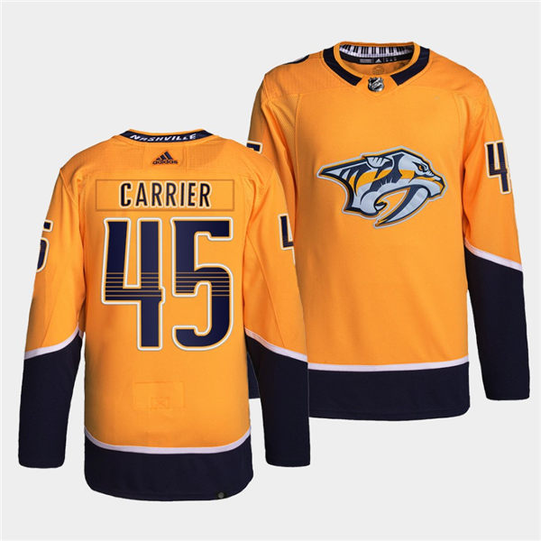 Men's Nashville Predators #45 Alexandre Carrier adidas Gold Home Authentic Jersey Stitched