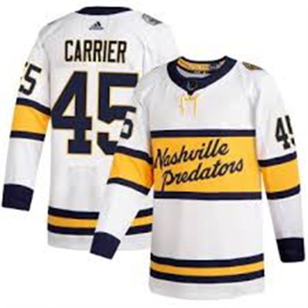 Men's Nashville Predators #45 Alexandre Carrier adidas White 2019-20 Winter Classic Jersey Stitched