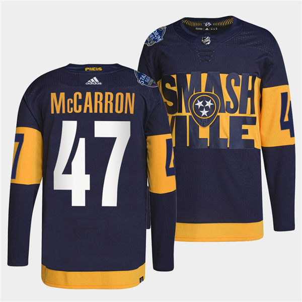 Men's Nashville Predators #47 Michael McCarron Adidas Navy Stitched 2022 Stadium Series Jersey Stitched