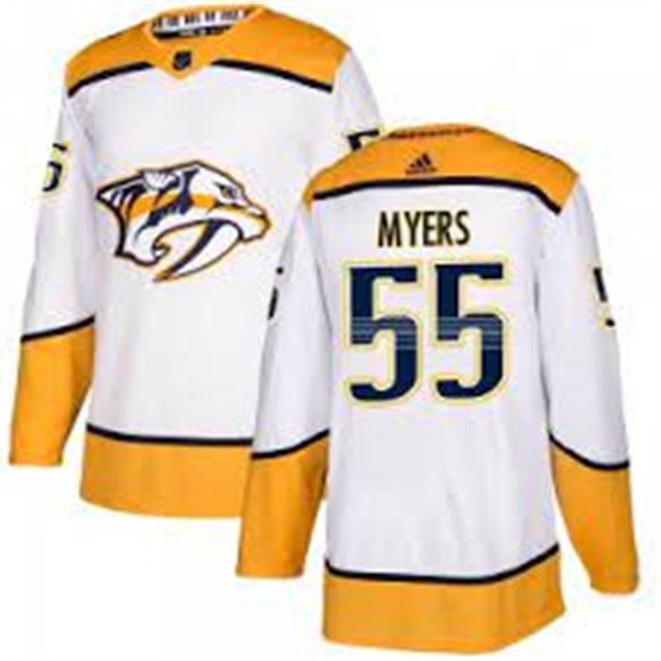 Men's Nashville Predators #55 Philippe Myers Adidas White Away Premier Player Jersey Stitched