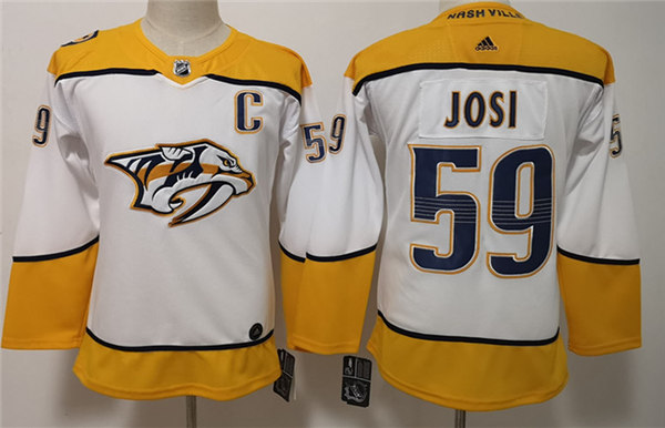 Men's Nashville Predators #59 Roman Josi adidas White Away Jersey Stitched