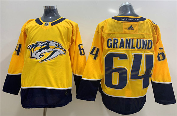 Men's Nashville Predators #64 Mikael Granlund adidas Gold Authentic Jersey Stitched
