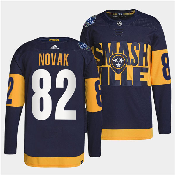 Men's Nashville Predators #82 Tommy Novak Adidas Navy Stitched 2022 Stadium Series Jersey Stitched