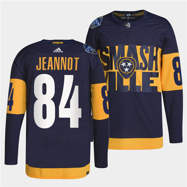 Men's Nashville Predators #84 Tanner Jeannot Adidas Navy Stitched 2022 Stadium Series Jersey Stitched