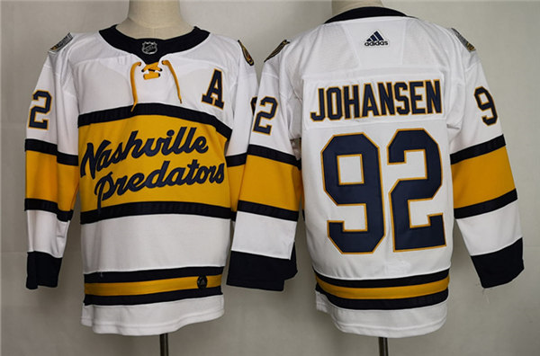Men's Nashville Predators #92 Ryan Johansen adidas White 2019-20 Winter Classic Jersey Stitched
