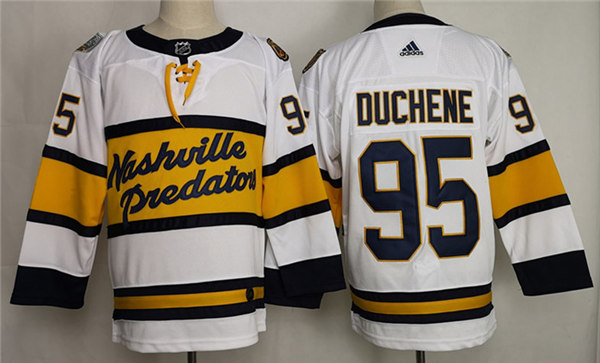 Men's Nashville Predators #95 Matt Duchene adidas White 2019-20 Winter Classic Jersey Stitched
