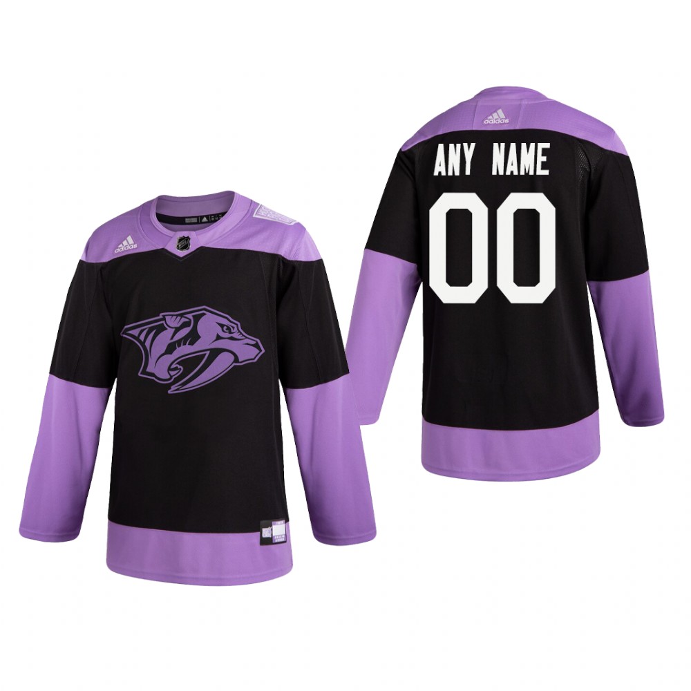 Men's Nashville Predators Custom 2019 Hockey Fights Cancer Black Practice Jersey Stitched