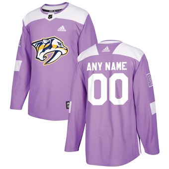 Men's Nashville Predators Custom adidas Purple 2018 Hockey Fights Cancer Practice Jersey Stitched