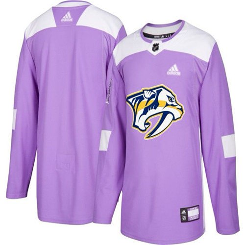 Men's Nashville Predators Purple Adidas Hockey Fights Cancer Custom Practice Jersey