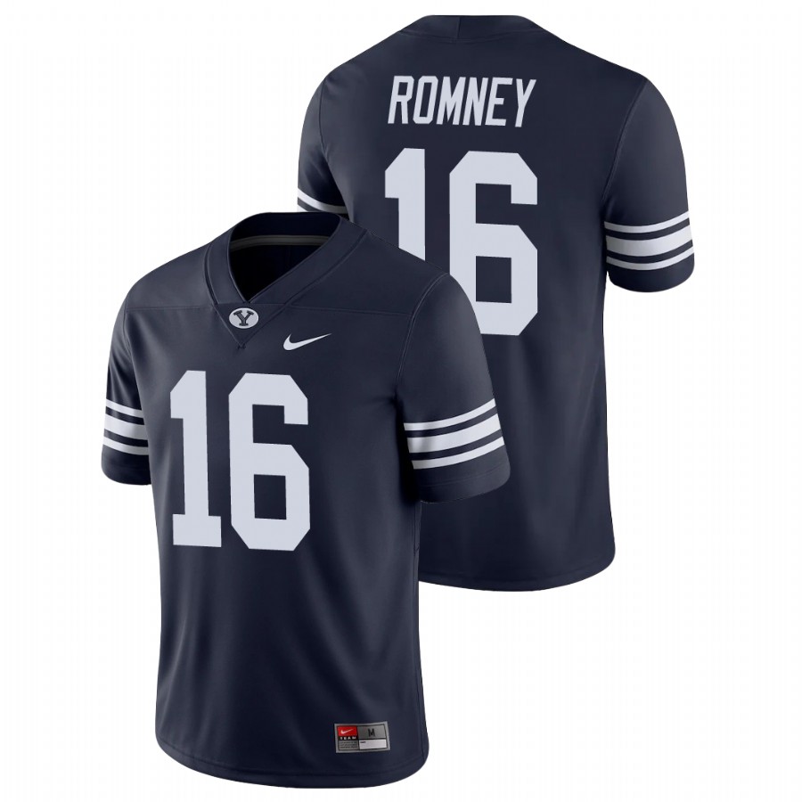 Men's Navy BYU Cougars Baylor Romney Game College Football Jersey