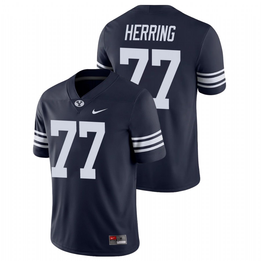 Men's Navy BYU Cougars Chandon Herring Game College Football Jersey