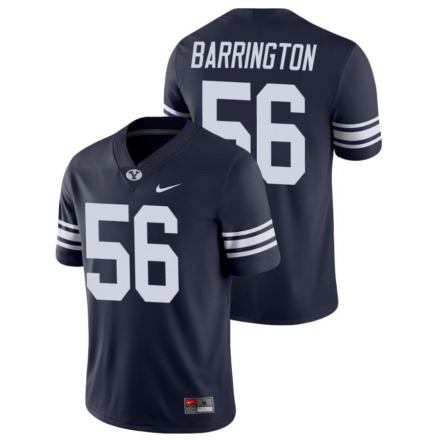 Men's Navy BYU Cougars Clark Barrington Game College Football Jersey