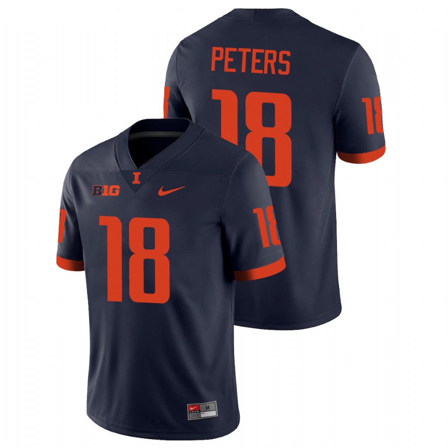 Men's Navy Illinois Fighting Illini Brandon Peters College Football Jersey