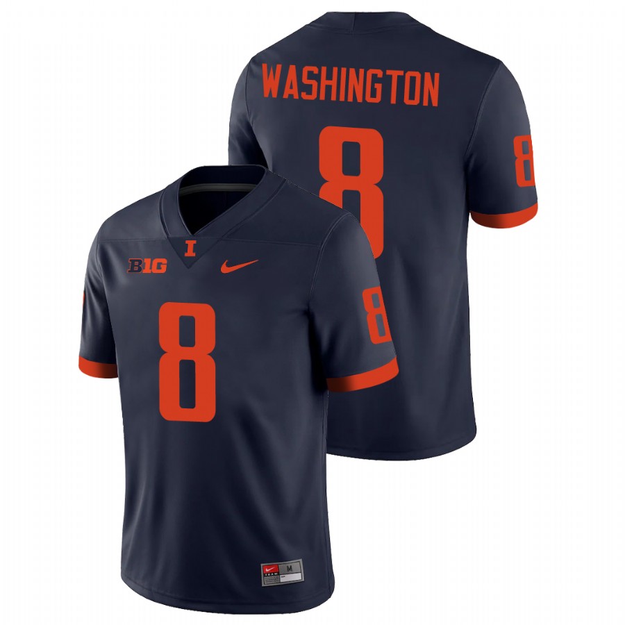 Men's Navy Illinois Fighting Illini Casey Washington College Football Jersey