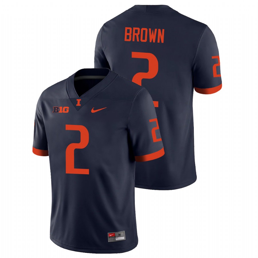 Men's Navy Illinois Fighting Illini Chase Brown College Football Jersey