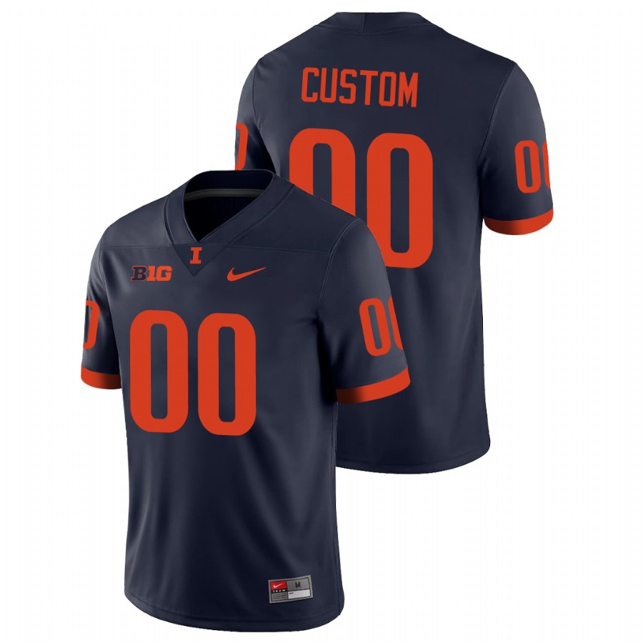 Men's Navy Illinois Fighting Illini Custom College Football Jersey