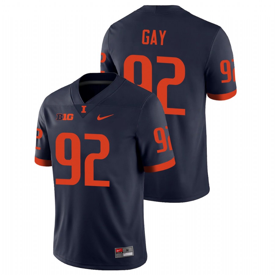 Men's Navy Illinois Fighting Illini Isaiah Gay College Football Jersey