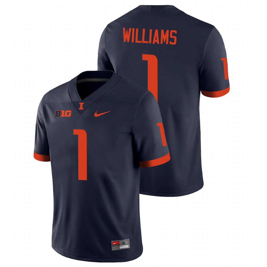 Men's Navy Illinois Fighting Illini Isaiah Williams College Football Jersey