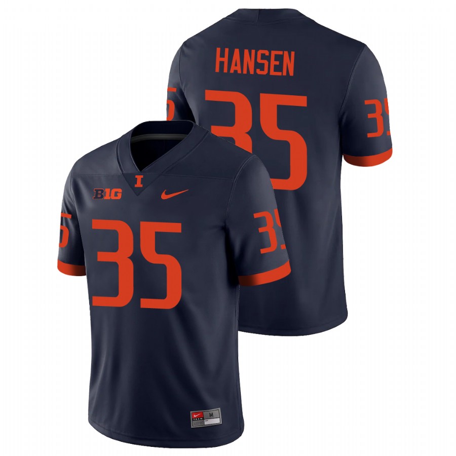 Men's Navy Illinois Fighting Illini Jake Hansen College Football Jersey