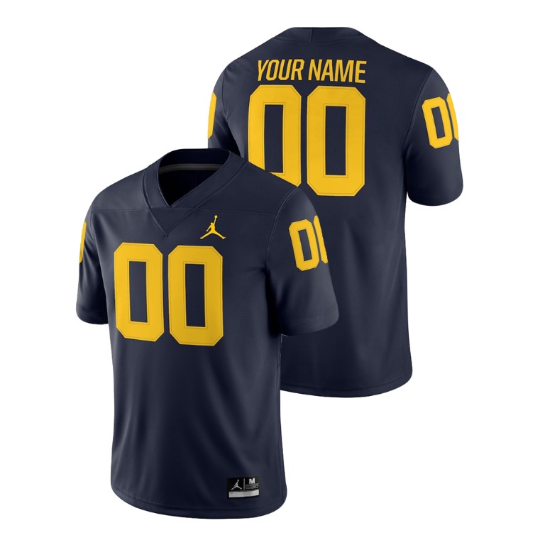 Men's Navy Jordan Brand Custom College Football Michigan Wolverines 2018 Game Jersey