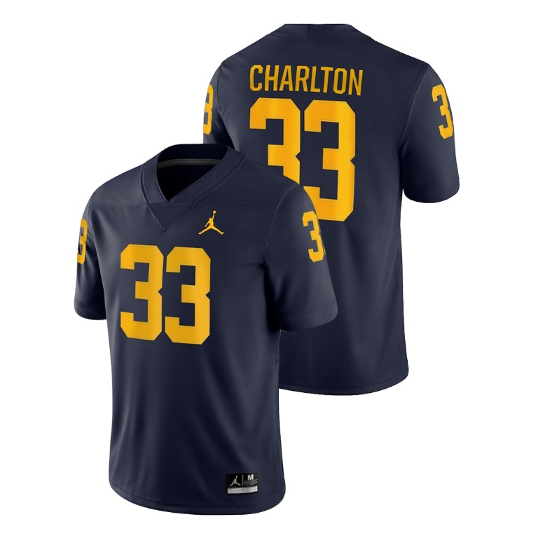 Men's Navy Jordan Brand Taco Charlton Game Michigan Wolverines College Football Jersey