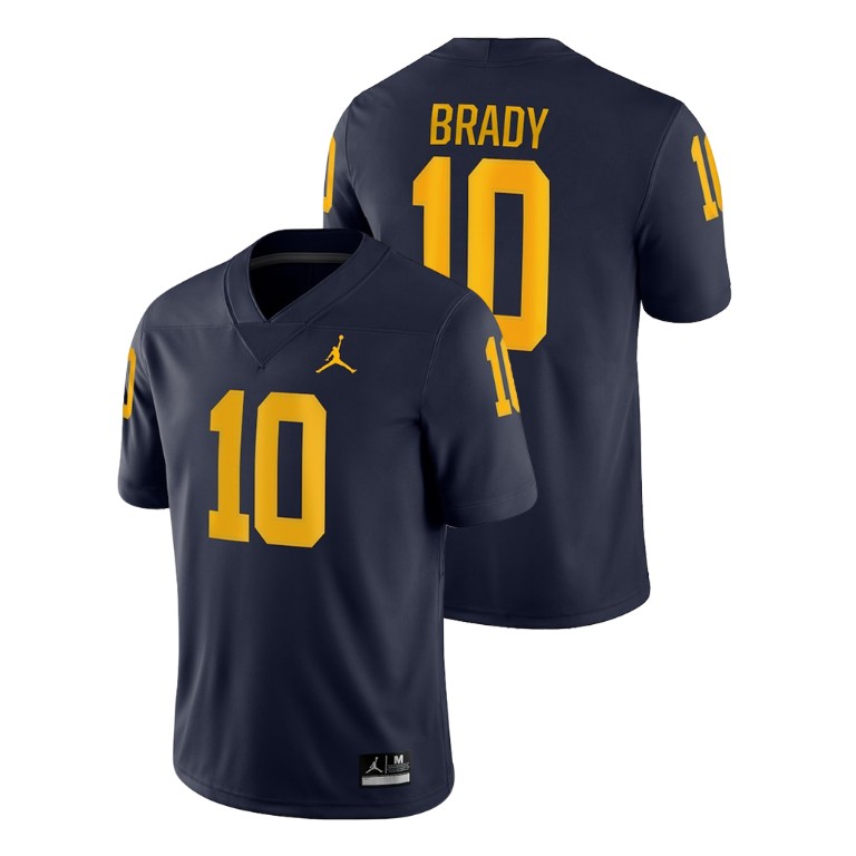 Men's Navy Jordan Brand Tom Brady Game Michigan Wolverines College Football Jersey