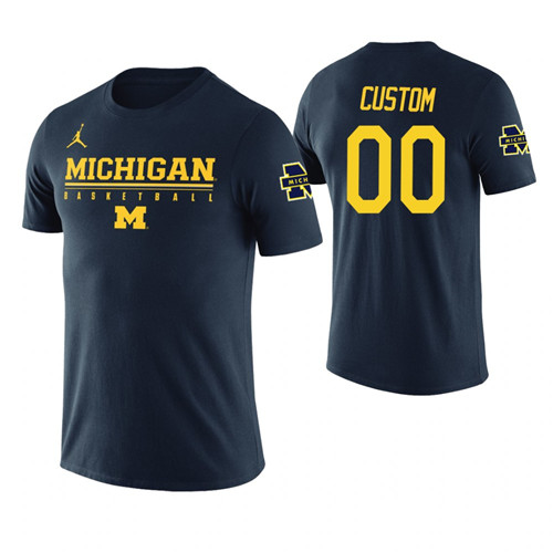 Men's Navy Michigan Wolverines #00 Custom T-Shirt