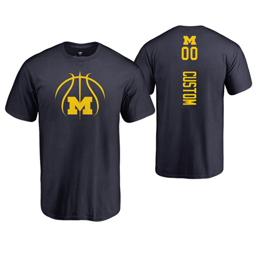 Men's Navy Michigan Wolverines #00 Custom T-Shirt Jerseys