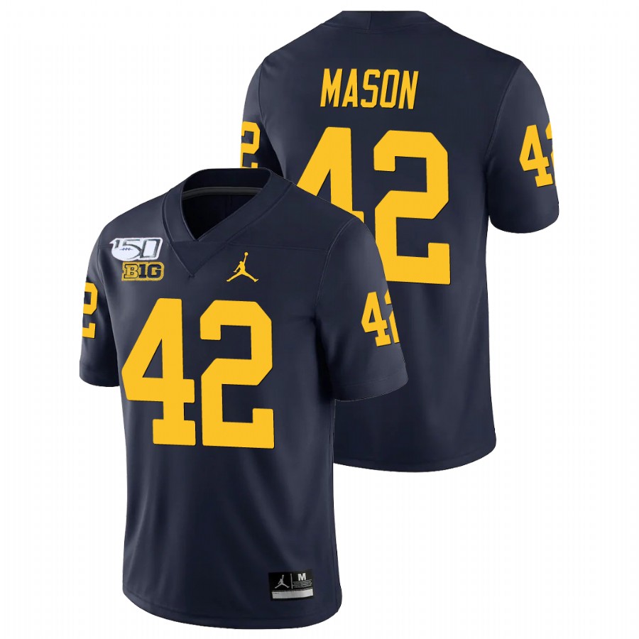 Men's Navy Michigan Wolverines Ben Mason College Football Alumni Player Game Jersey