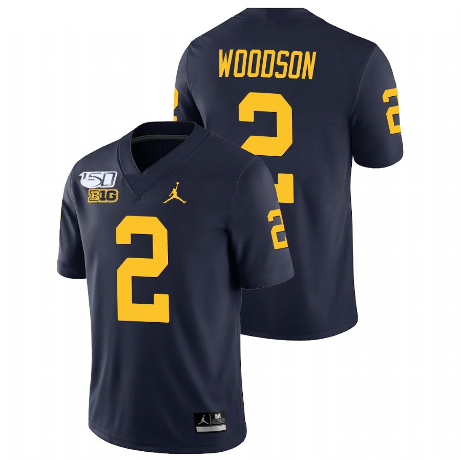 Men's Navy Michigan Wolverines Charles Woodson College Football Alumni Player Game Jersey