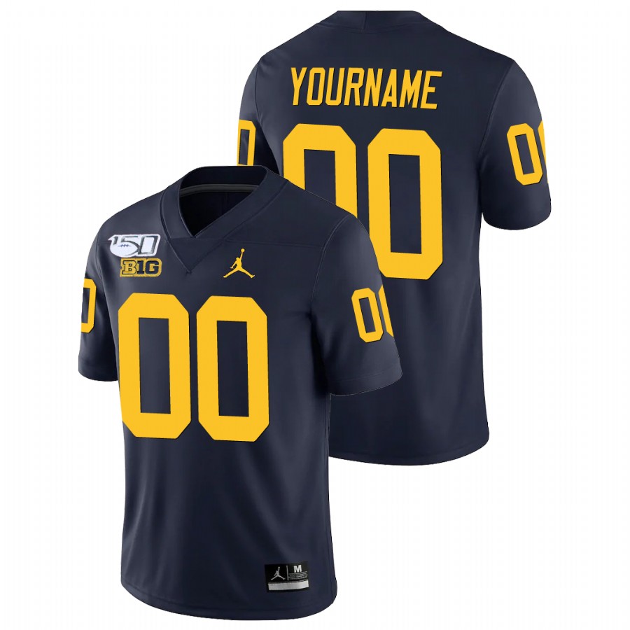 Men's Navy Michigan Wolverines Custom College Football Alumni Player Game Jersey