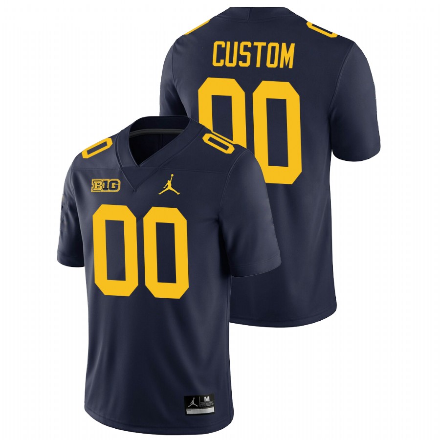 Men's Navy Michigan Wolverines Custom College Football Home Game Jersey