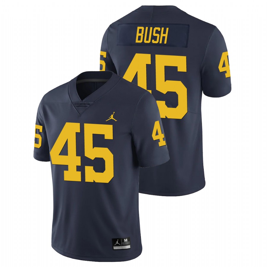 Men's Navy Michigan Wolverines Peter Bush Limited Football Jersey