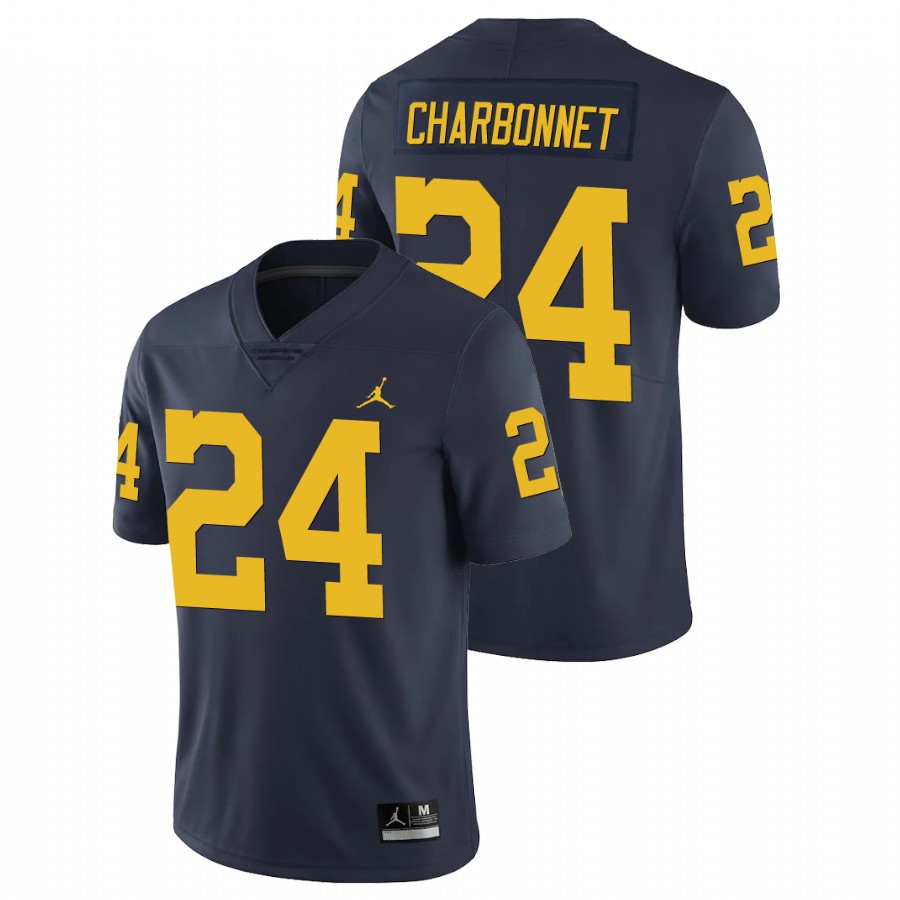Men's Navy Michigan Wolverines Zach Charbonnet Limited Football Jersey