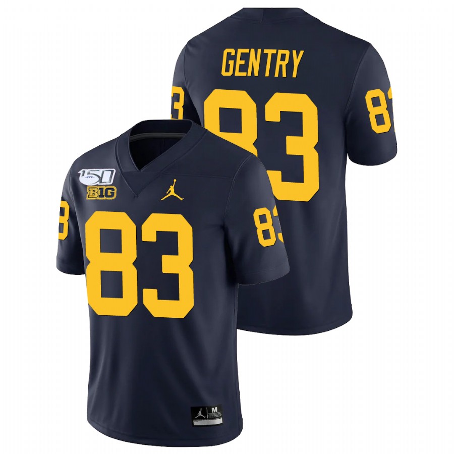 Men's Navy Michigan Wolverines Zach Gentry College Football Alumni Player Game Jersey