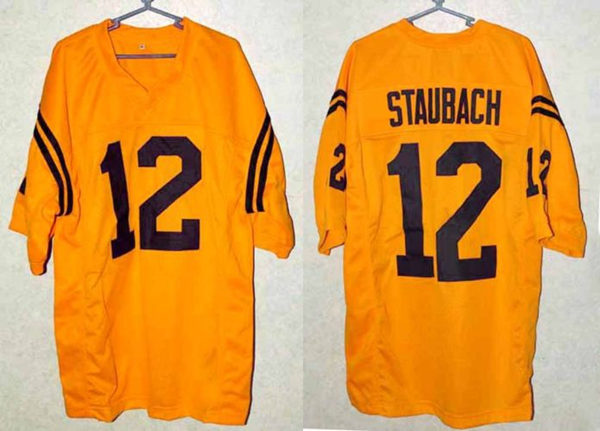 Men's Navy Midshipmen #12 ROGER STAUBACH Yellow College Football Jersey