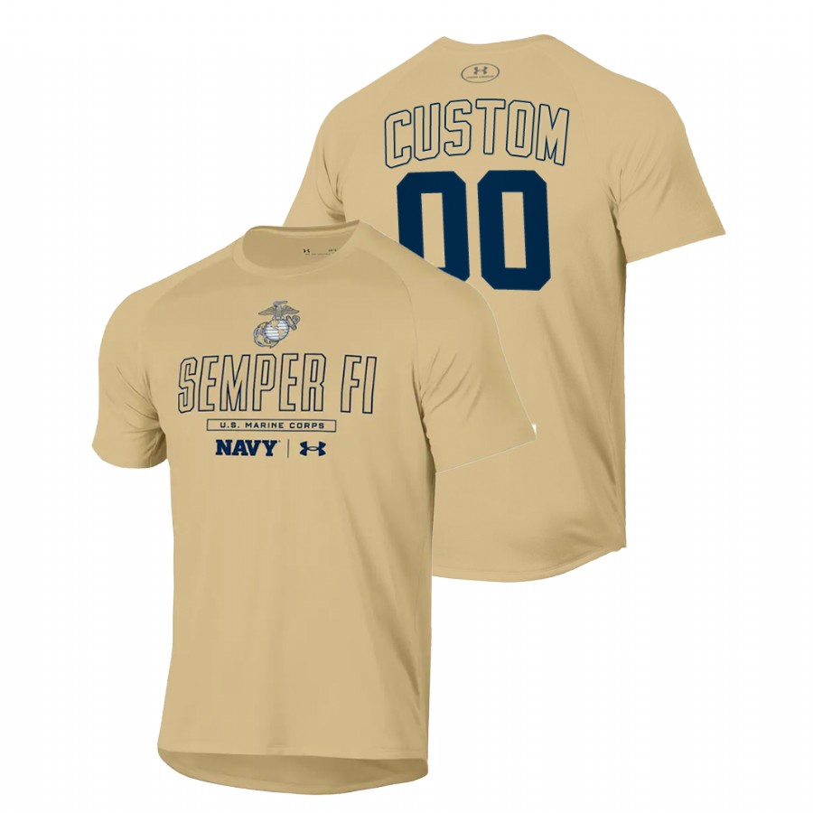Men's Navy Midshipmen Custom #00 Gold Rivalry Semper Fi T-Shirt