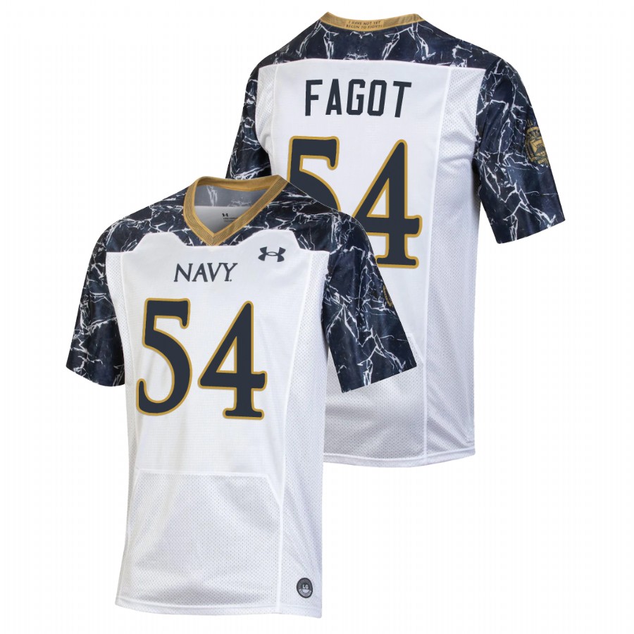 Men's Navy Midshipmen Diego Fagot #54 White Special Game Football Jersey 
