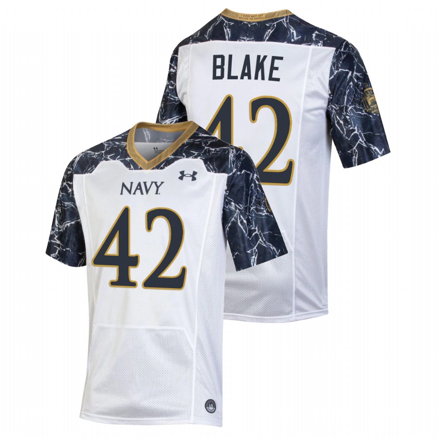 Men's Navy Midshipmen Ian Blake #42 White Special Game Football Jersey 