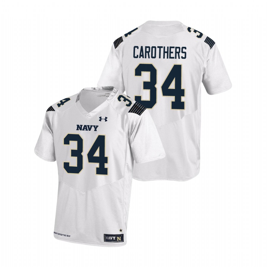 Men's Navy Midshipmen Jamale Carothers #34 White Replica Football Jersey