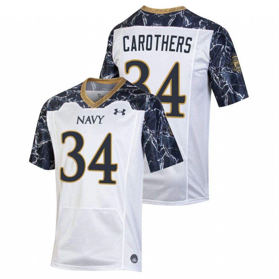 Men's Navy Midshipmen Jamale Carothers #34 White Special Game Football Jersey