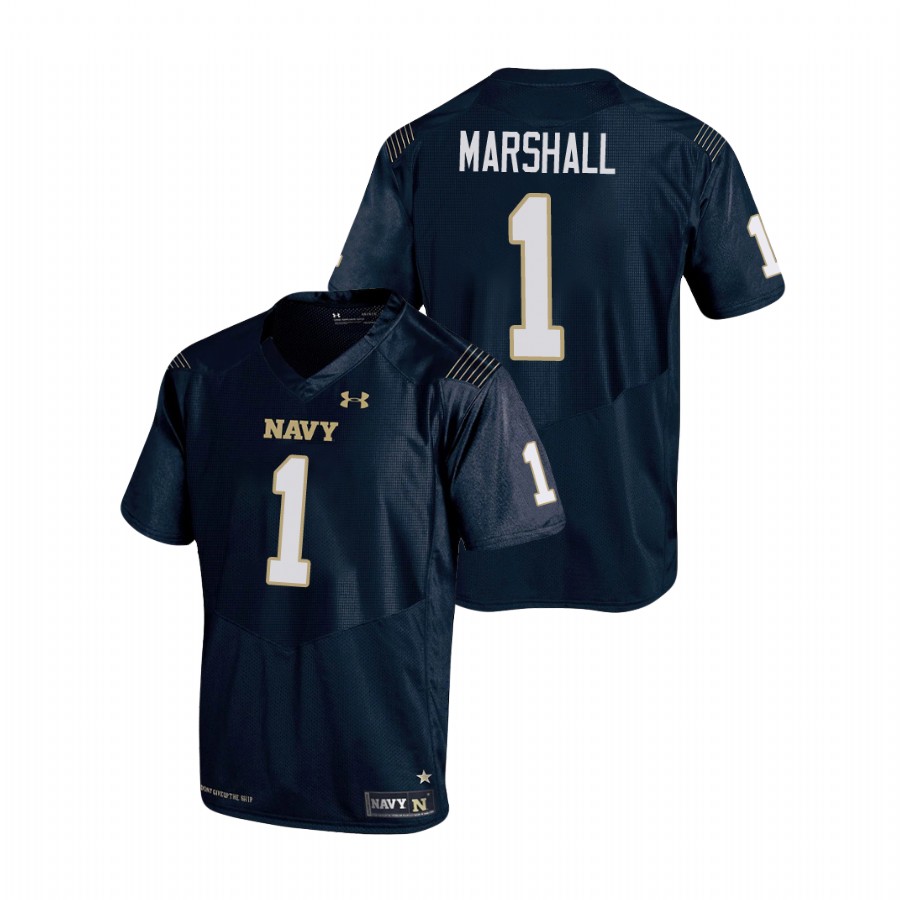 Men's Navy Midshipmen John Marshall #1 Navy Replica College Football Jersey