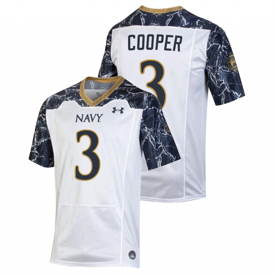 Men's Navy Midshipmen Mychal Cooper #3 White Special Game Football Jersey 
