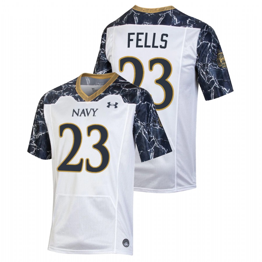 Men's Navy Midshipmen Myles Fells #23 White Special Game Football Jersey
