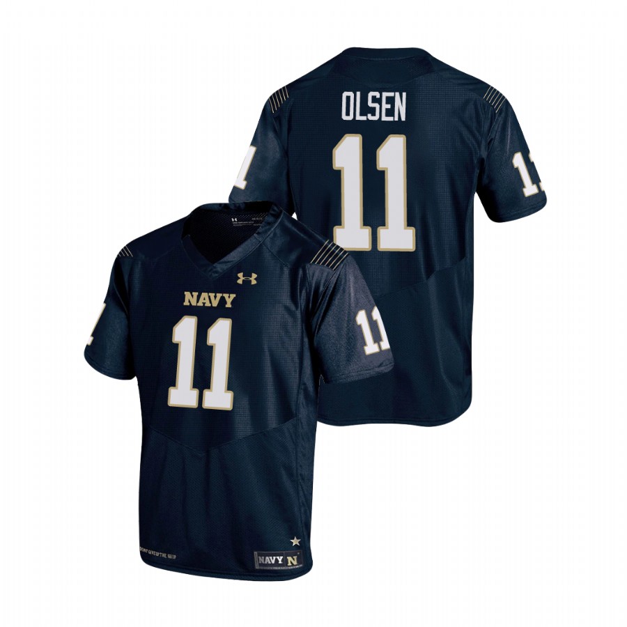 Men's Navy Midshipmen Perry Olsen #11 Navy Replica College Football Jersey 