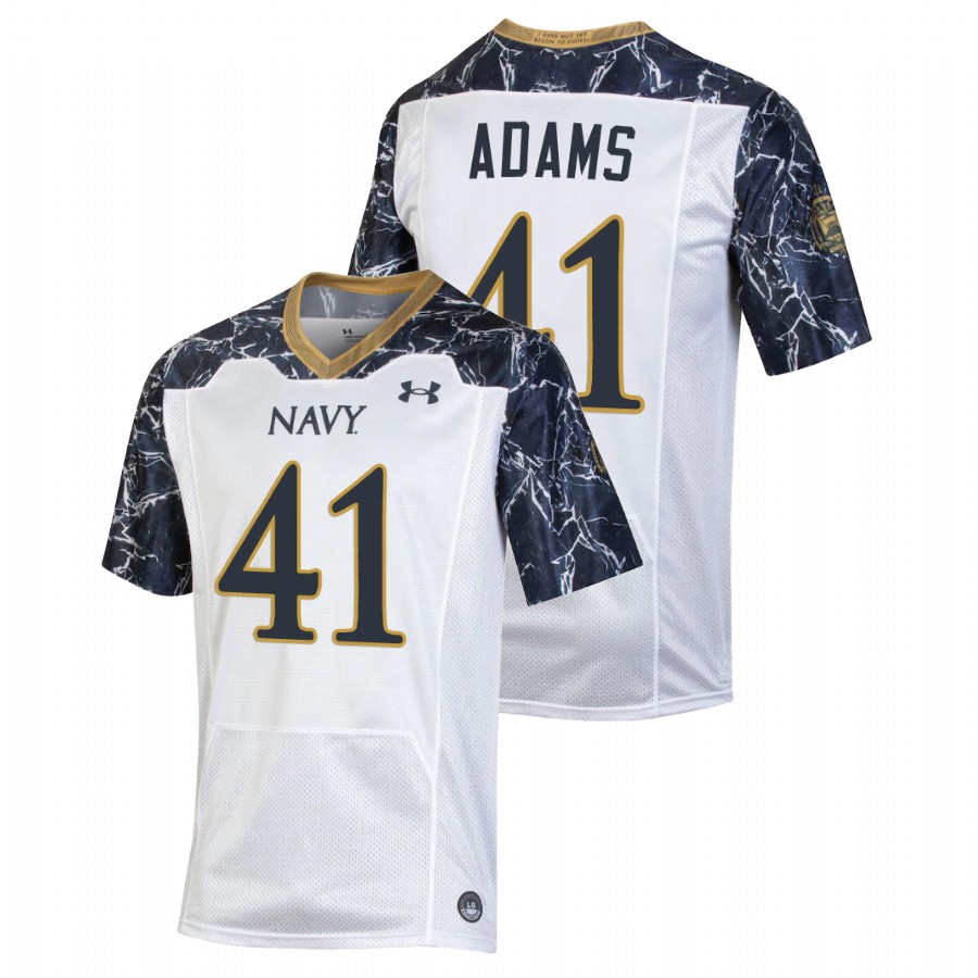 Men's Navy Midshipmen Terrell Adams #41 White Special Game Football Jersey