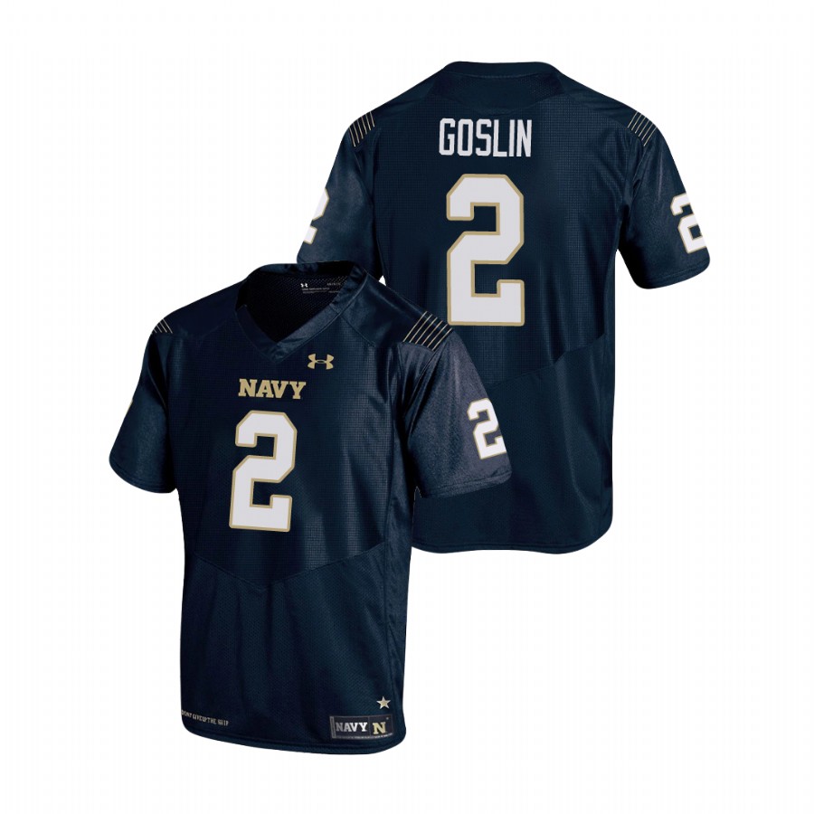 Men's Navy Midshipmen Tyger Goslin #2 Navy Replica College Football Jersey