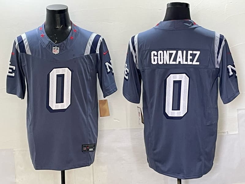 Men's New England  Patriots #0 Christian Gonzalez Navy 2025 F.U.S.E. Vapor Limited Football Stitched Jersey