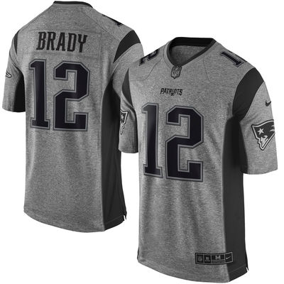 Men's New England 12 Patriots Tom Brady Nike Gray Gridiron Gray Limited Jersey