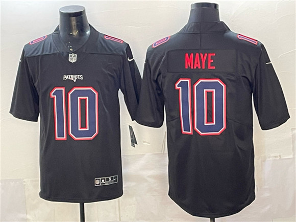 Men's New England Patriots #10 Drake Maye Black Fashion Vapor Untouchable Limited Football Stitched Jersey